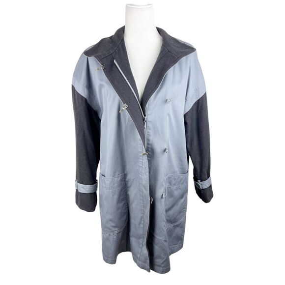 Vintage Foxland Jacket Women 10 Grey Clasp Button Wool Trench Coat Yugoslavia - Picture 1 of 14